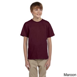 Jerzees Youth Boys Hidensi t Cotton T shirt Brown Size L (14 16)