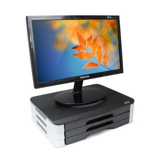 Dyconn Wood Top Adjustable Monitor / Printer Swivel Stand   Desktop Organizer Wtih 3 Drawers