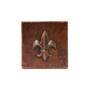 Premier Copper Products T4DBF 4 Inch by 4 Inch Copper Fleur De Lis Tile, Oil Rubbed Bronze