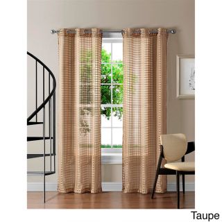 Victoria Classics Jacob Grommet Sheer 84 Inch Gingham Curtain Panel Pair Brown Size 38 x 84