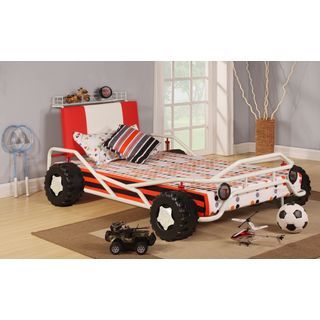 Williams Home Furnishing White Metal Twin size Car Bed Red Size Twin