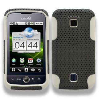 HUAWEI M860 ASCEND METRO PCS SPORTY PERFORATED HYBRID 2 TONE (SOFT SILICONE+SOFT RUBBER) CASE GREY/WHITE Cell Phones & Accessories