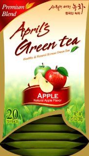 100% Natural April's Green Tea Apple, Tea Bags, 20 Count Boxes (Pack of 4) By Dong Suh  Grocery & Gourmet Food