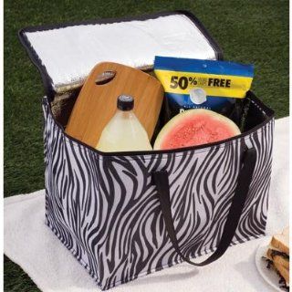 Zebra Print Insulated Large Cooler Bag Food Carrier Tote By LSBG   Reusable Lunch Bags