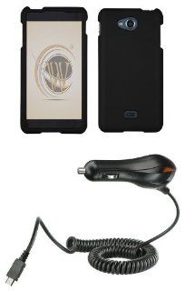 LG Spirit 4G MS870 (Metro PCS) Accessory Combo Kit   Black Hard Shield Case + ATOM LED Keychain Light + Micro USB Car Charger Cell Phones & Accessories
