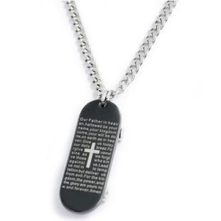 Mens Lords Prayer Skateboard Pendant in Two Tone IP Stainless Steel