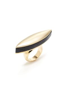 Gold & Black Leather Spear Ring by CC Skye Jewelry