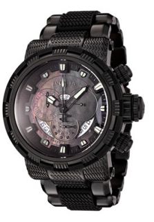 Invicta 6664  Watches,Mens Reserve Chronograph Black Mother Of Pearl Dial Black Ion Plated, Chronograph Invicta Quartz Watches