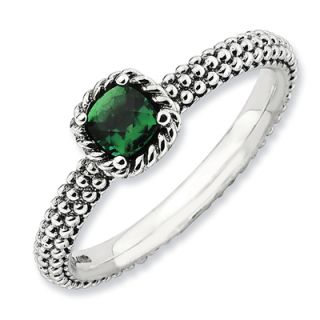 Stackable Expressions™ 4.0mm Cushion Cut Lab Created Emerald Ring in