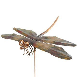 Copper Dragonfly Garden Sculpture & Stake  Copper Throw  Patio, Lawn & Garden