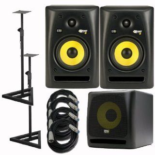 KRK RP8G2 RP8 G2 Rokit Powered 8 inch 2 way Studio Monitors with Stands and Cables Electronics