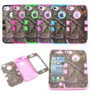 JUSTING@Triple Layer Hybrid Real Tree Camo Hybrid Hard Case Cover for iPhone 5/5S (baby pink) Cell Phones & Accessories