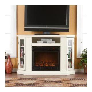 Southern Enterprises Claremont Convertible Media Ivory Electric Fireplace   Gel Fuel Fireplaces