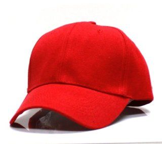C901v Solid Plain Velcro Baseball Cap   Red 