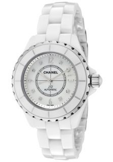 Chanel H2423  Watches,Womens J12 Automatic White Diamond White MOP Dial White High Tech Ceramic, Luxury Chanel Automatic Watches