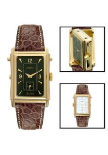Rotary GS00960/19/22 BRA  Watches,Mens Elite Reversible Case Brown Alligator, Casual Rotary Quartz Watches