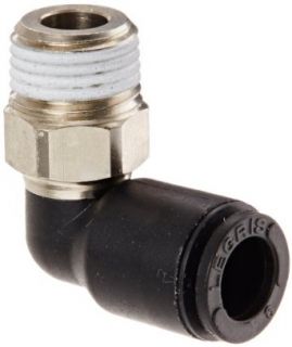 Legris 3109 Nylon & Nickel Plated Brass Push to Connect Fitting, 90 Degree Elbow, Tube OD x BSPT Male, Metric
