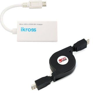 iKross Micro USB Male to HDMI Female MHL Adapter + 3Ft Retractable v1.4 HDMI male to HDMI male Cable for Samsung Galaxy S Relay 4G, GALAXY Note SGH T879, Galaxy Nexus, Galaxy Note LTE i717;HTC DROID DNA,One VX,One X+,Droid Incredible 4G LTE,One S Ville Ce