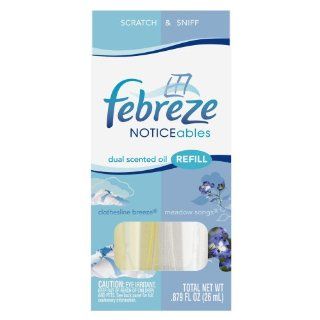 Febreze NOTICEables Dual Scented Oil Refill, Clothesline Breeze & Meadow Songs, 0.879 Ounce Box (Pack of 4) Health & Personal Care