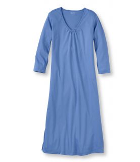 Supima Cotton Nightgown, V Neck Three Quarter Sleeve
