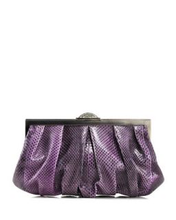 Natalie Snakeskin Soft Clutch Bag, Purple   Judith Leiber Couture