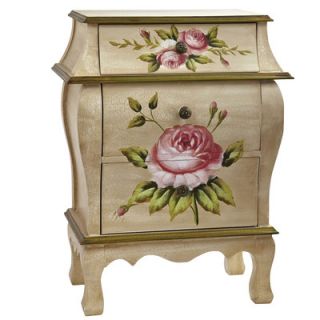 Nearly Natural Antique Night Stand with Floral Art 7012