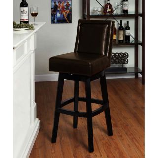 Brown Bicast Leather Swivel Barstool