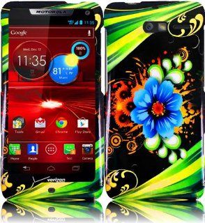 For Motorola Droid Razr M XT907 Hard Design Cover Case Aqua Flower Cell Phones & Accessories