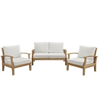 Modway Marina 3 Piece Outdoor Patio Teak Sofa Set Brown Size 3 Piece Sets