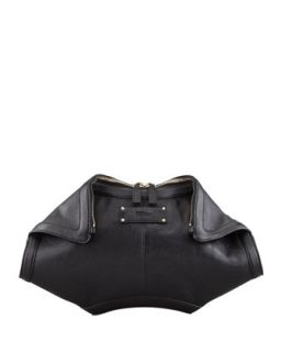 De Manta Leather Clutch Bag, Black   Alexander McQueen