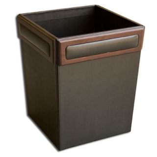 Dacasso 8000 Series Rosewood and Leather Square Waste Basket A8403