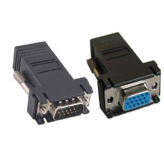 Generic VGA Extender male/ Female to LAN CAT5 CAT6 RJ45 Network Cable Adapter Pack of 2 Color Black Computers & Accessories