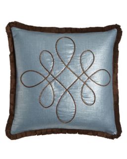 Blue Pillow with Braid Scrollwork, 20Sq.   Eastern Accents