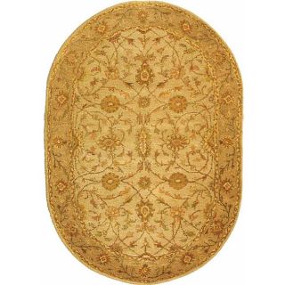 Handmade Antiquities Kashan Ivory/ Beige Wool Rug (76 X 96 Oval)