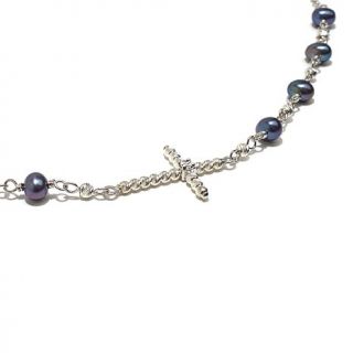 Imperial Pearls 4 5mm Cultured Freshwater Pearl Sterling Silver "Cross" with Gl