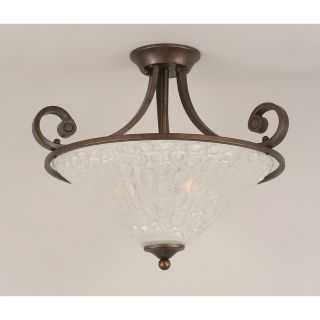 18.5 in W Bronze Frosted Glass Semi Flush Mount Light