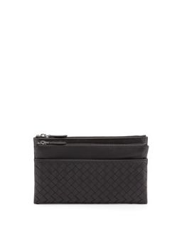 Woven Leather Bifold Wallet, Nero Black   Bottega Veneta