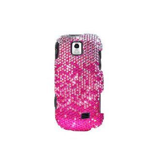Samsung Intercept M910 SPH M910 Bling Gem Jeweled Jewel Crystal Diamond Pink Silver Waterfall Cover Case Cell Phones & Accessories