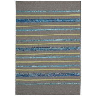 Nourison Spectrum Grey Turquoise Stripe Rug (8 X 106)