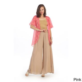 365 Apparel Inc Hadari Womens Sheer Tribal Print Open Cardigan Pink Size S (4  6)