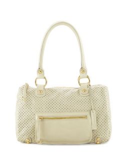 Dylan Perforated Leather Duffle Bag, Bone   Linea Pelle