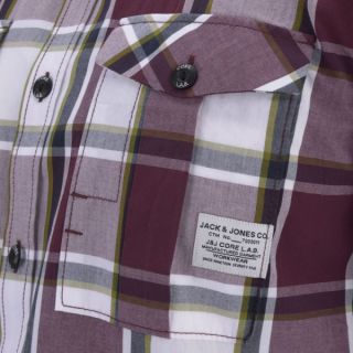 Jack & Jones Mens Long Sleeve Check Load Shirt   Port      Mens Clothing