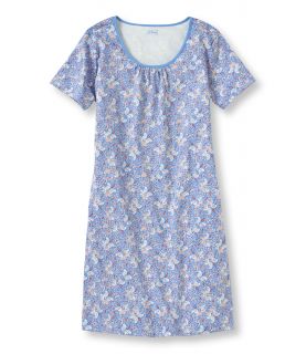 Supima Cotton Nightgown, Short Sleeve Shirred Print
