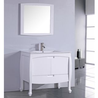 Legion Furniture Ceramic Top 30 inch Sink Bathroom Vanity White With Matching Framed Mirror White Size Single Vanities