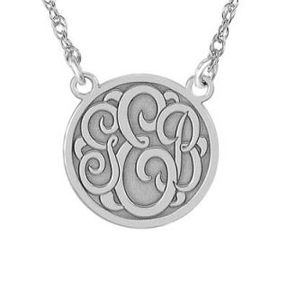 Round Monogram Necklace in Sterling Silver (3 Initials)   Zales
