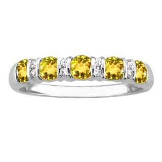 Stackable Five Simulated Birthstone Ring in 10K White or Yellow Gold
