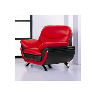 Hokku Designs Jonus Leather Chair Jonus R/B Chair Color Red and Black
