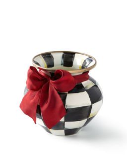 Courtly Check Vase with Red Ribbon   MacKenzie Childs