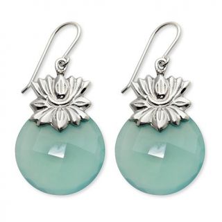 Himalayan Gems™ Faceted Round Chalcedony Sterling Silver Drop Earrings