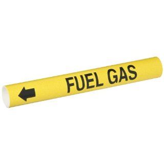 Brady 4062 B Bradysnap On Pipe Marker, B 915, Black On Yellow Coiled Printed Plastic Sheet, Legend "Fuel Gas" Industrial Pipe Markers